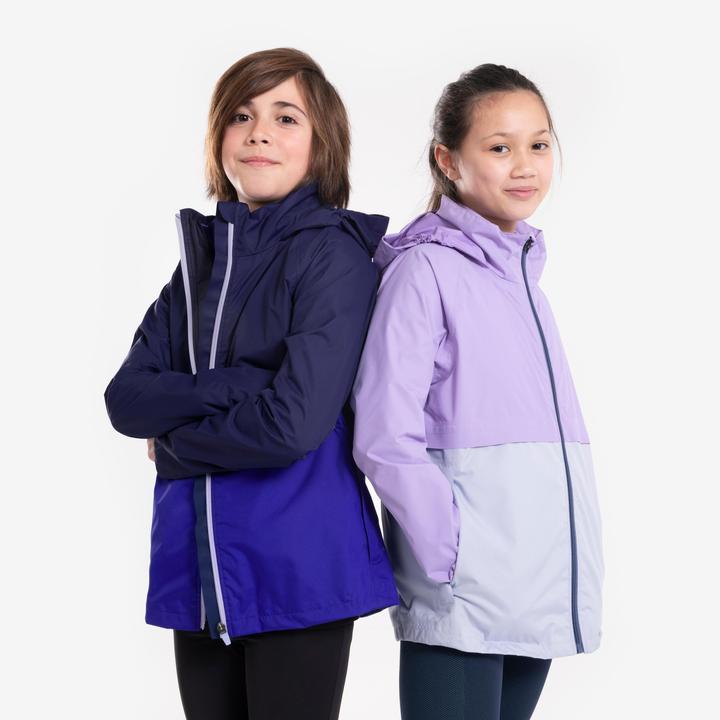 Actual product image Kiprun Children's running jacket 3-in-1 waterproof removable inner jacket - purple (122)