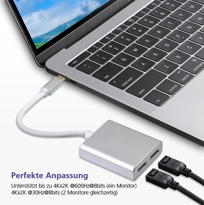 Produktbild Helos Display-Splitter - USB-C (M) zu DisplayPort (W) (10 cm)