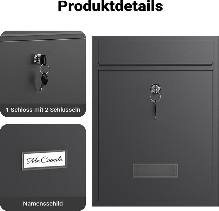 Actual product image Wiltec Design Mailbox V10 Letterbox Postbox Pillar Letter Mail Post Box