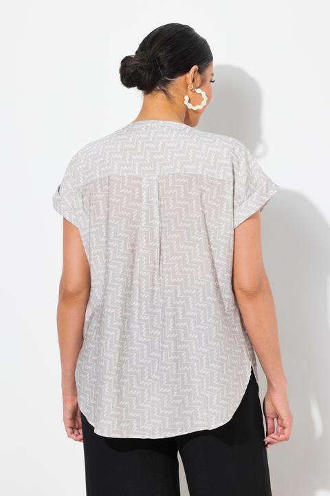 Immagine prodotto Ulla Popken Blusa a tunica con stampa grafica, scollo a tunica e mezze maniche (42, 44)