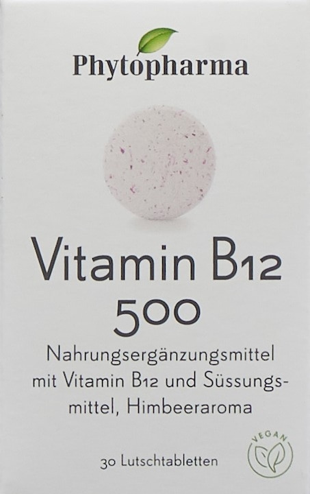 Image du produit Phytopharma Vitamine B12 Lutschtablette 500 mcg (30 pièce(s), Cachets, 40 g)