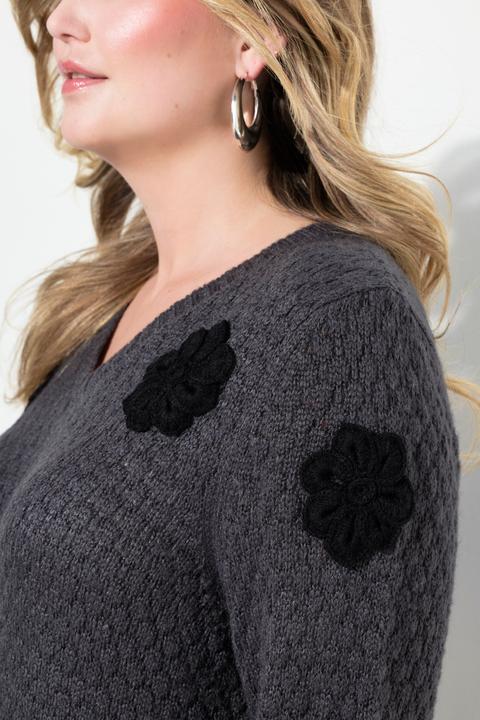 Produktbild Miamoda Pullover, Classic Fit, 3D Blüten, Seitenschlitze (46, 48)
