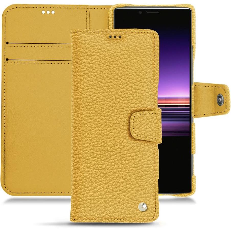 Noreve Lederschutzhülle Wallet (Sony Xperia 1), Smartphone Hülle, Orange