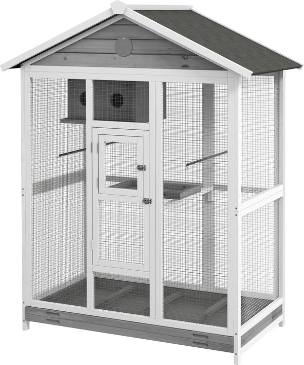 Image du produit PawHut Cage à oiseaux avec perchoir, toit en asphalte