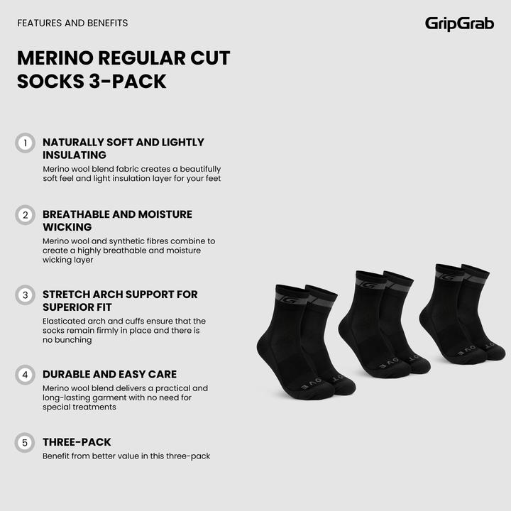 Productafbeelding GripGrab Merino Sokken 3 Pak (41 - 44)