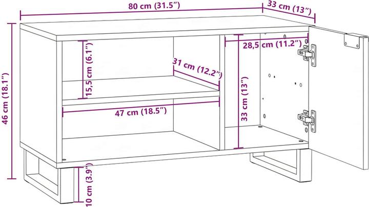 Actual product image vidaXL TV-Schränk (33 x 80 x 46 cm)