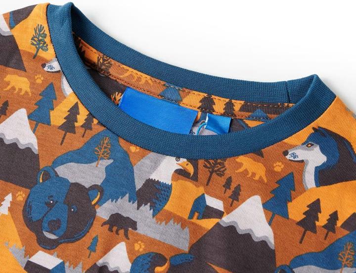 Produktbild vidaXL Kinderpyjama mit Langen Ärmeln Cognac 128,Material: 100 (128)