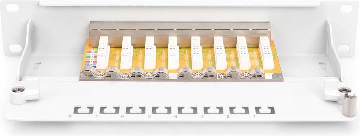 Produktbild Digitus CAT 6 Patch Panel geschirmt 8-Port RJ45 8P8C LSA 1HE 25,4cm 10Zoll Rack Mount Farbe Grau RAL 7035