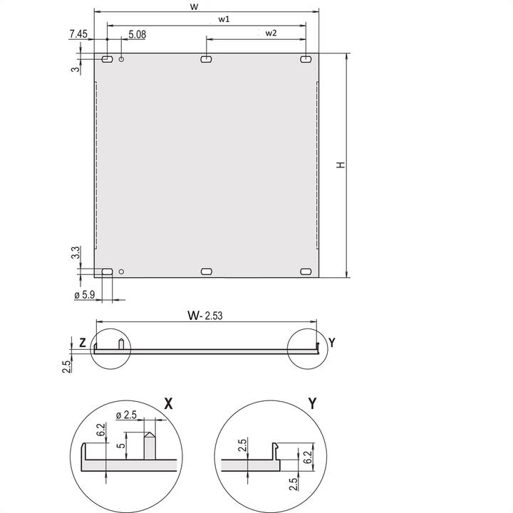 Actual product image Schroff Front panels, U-profile, shieldable - PARTIAL FRONT PANEL 3HE 5TE