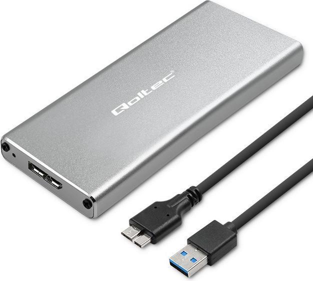 Actual product image Qoltec Aluminiowa Obudowa | Kieszeń na dysk M.2 SSD | SATA | NGFF | USB 3.0 | Super speed | 2TB | (M.2)