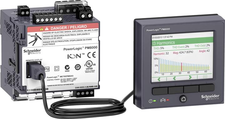 Produktbild Schneider Universalmessgerät ION, PowerLogic PM8144, Essential, DIN-Schiene mit Display, 64 MB, 128 Samples/Pe