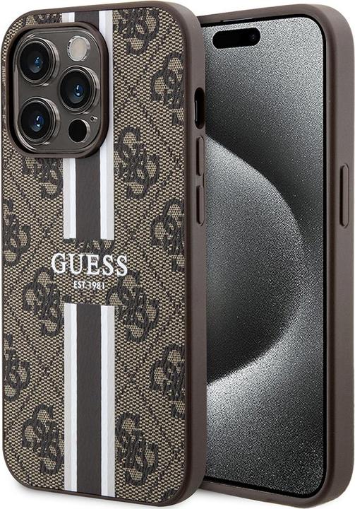 Produktbild Guess GUHMP15LP4RPSW iPhone 15 Pro 6.1" brązowy/brown hardcase 4G Printed Stripes MagSafe (Apple iPhone 15 Pro)