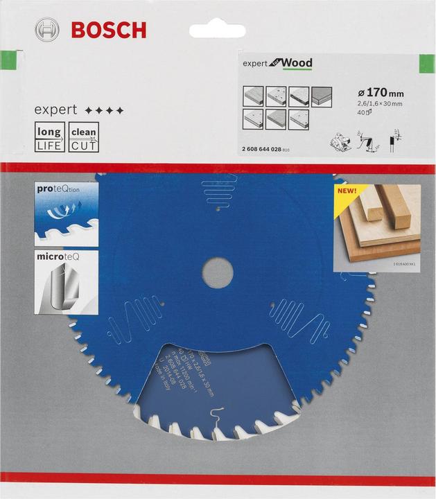 Produktbild Bosch Professional Zubehör Kreissägeblatt Expert for Wood, 170 x 30 x 2,6 mm, 40