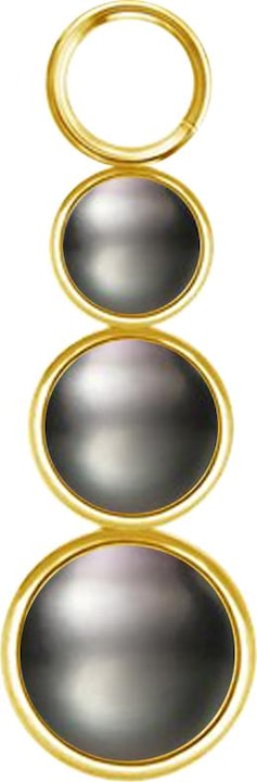 Produktbild Star Piercing Anhänger vergoldet drei Perlen schwarz (Chirurgenstahl 316L, ohne Messing)