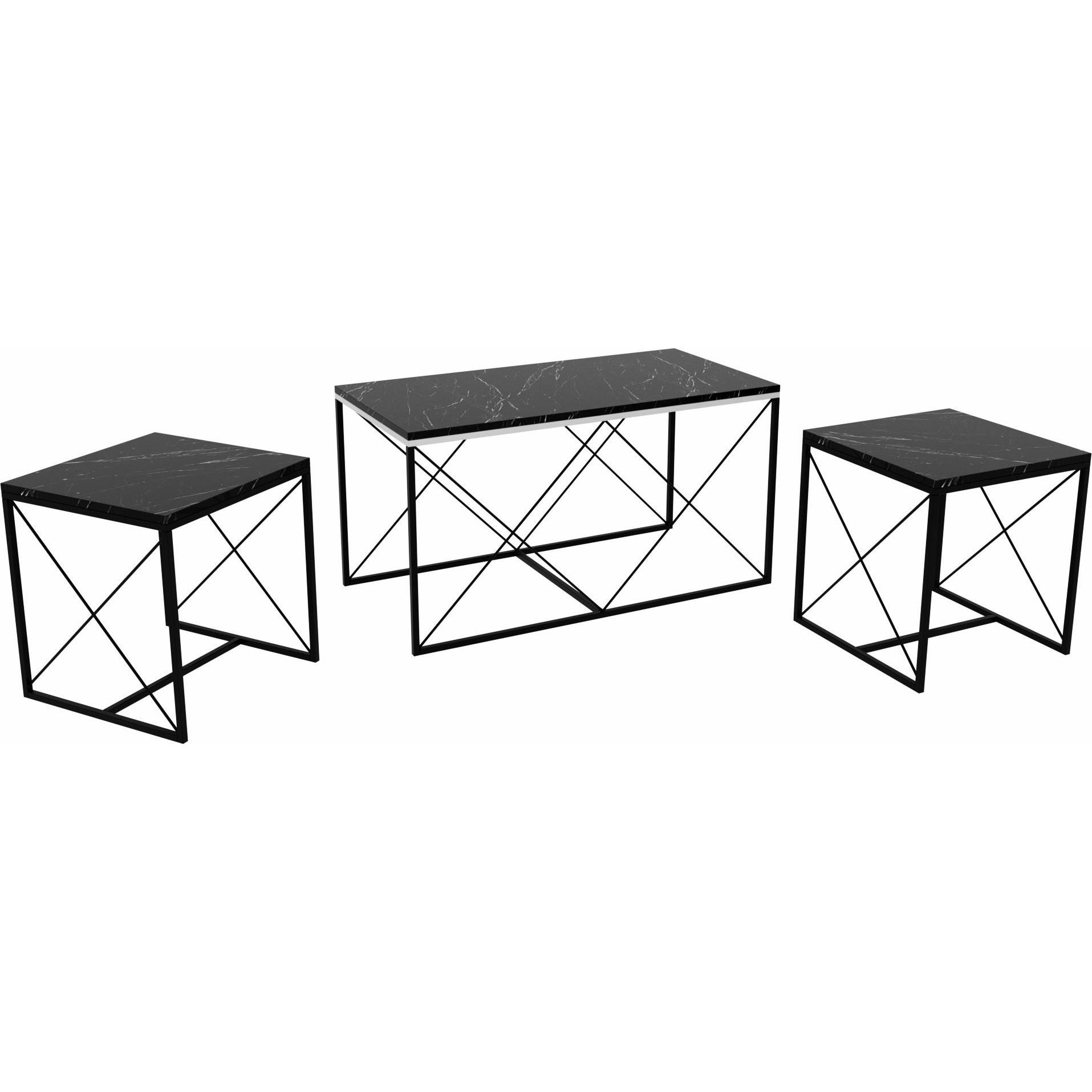 Hanah Home, Couchtisch + Beistelltisch, Defne Coffee Table Set (100 x 52 x 50 cm)