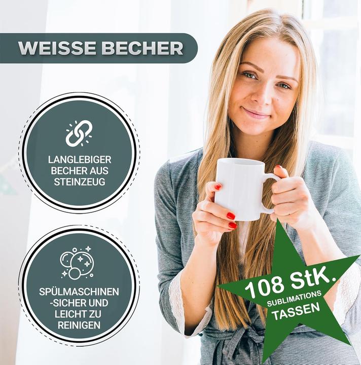 Produktbild Acen Merchandise Sublimationsbecher ohne Aufdruck für kreative Gestaltung und täglichen Gebrauch