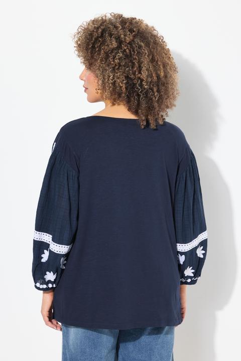 Immagine prodotto Ulla Popken Blusa con ricami, scollo a tunica e maniche lunghe (54)