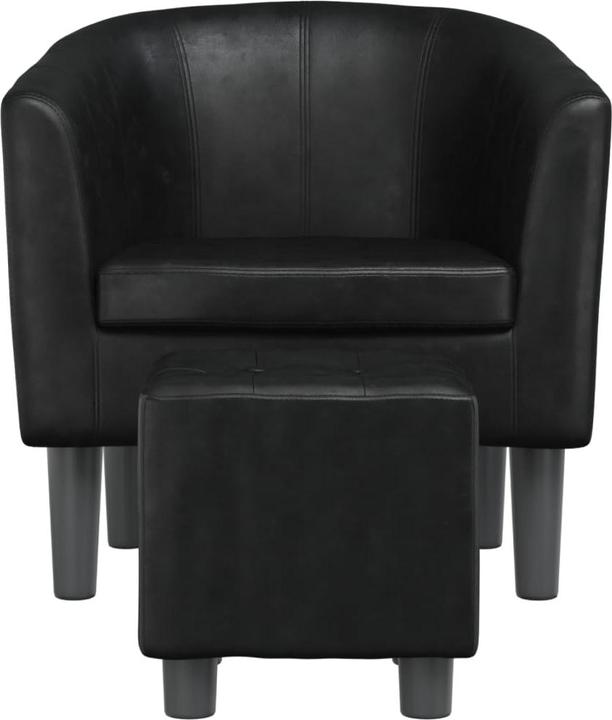 Actual product image vidaXL Clubsessel mit Fusshocker Schwarz Kunstleder,Farbe