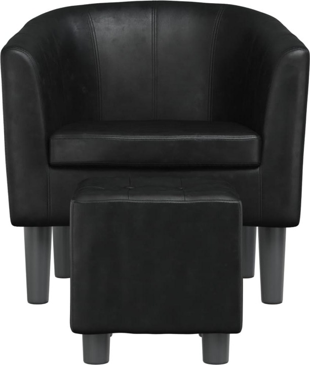 Actual product image VidaXL Clubsessel mit Fusshocker Schwarz Kunstleder,Farbe