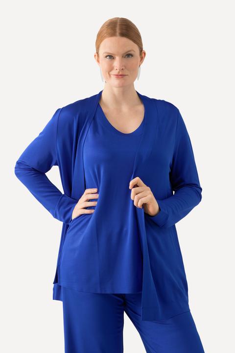 Produktbild Ulla Popken Slinkyjacke, offene Form, Schalkragen, Langarm (58)