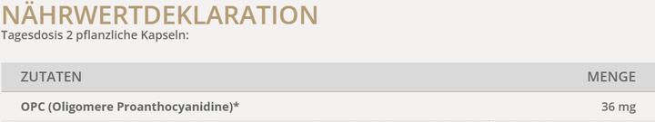 Nährwerte und Zutaten Solgar PYCNO-OPC Pflanzliche Kapseln (30 Stk) (30 Stück, Kapseln, 101 g)