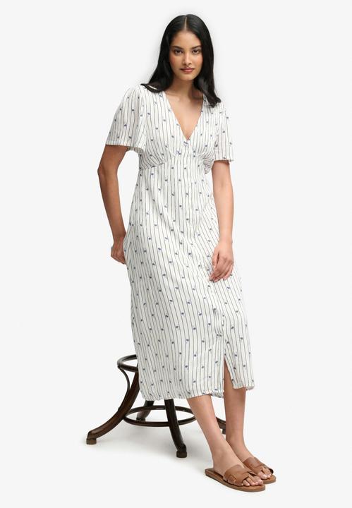 Image du produit Superdry Robe Midi à Manches Courtes et Boutons Imprimée (L)