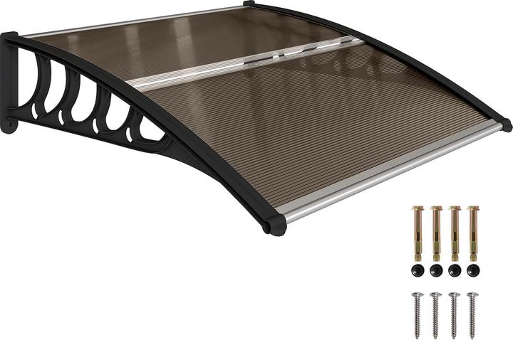 Outsunny Pultvordach Polycarbonate, Aluminium Braun+Schwarz
