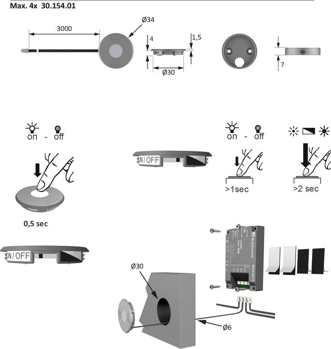 Image du produit Halemeier Interrupteur avec capteur pour montage MultiSwitch2 Touch