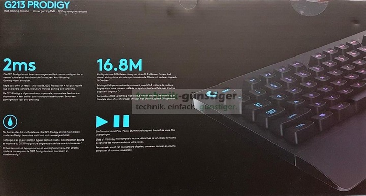 Immagine prodotto Logitech G G213 Prodigy (DE, Cablato)