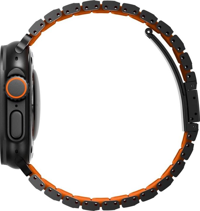Actual product image Uniq Strova Flex Strap for Apple Watch 44/45/46/49mm Black Orange (Silicone, Stainless steel)