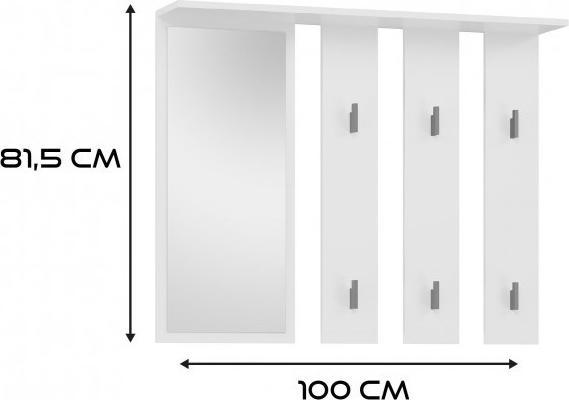 Immagine prodotto Topeshop Appendino + specchio PARMA 100x15x.81 5 cm Bianco (1 x)