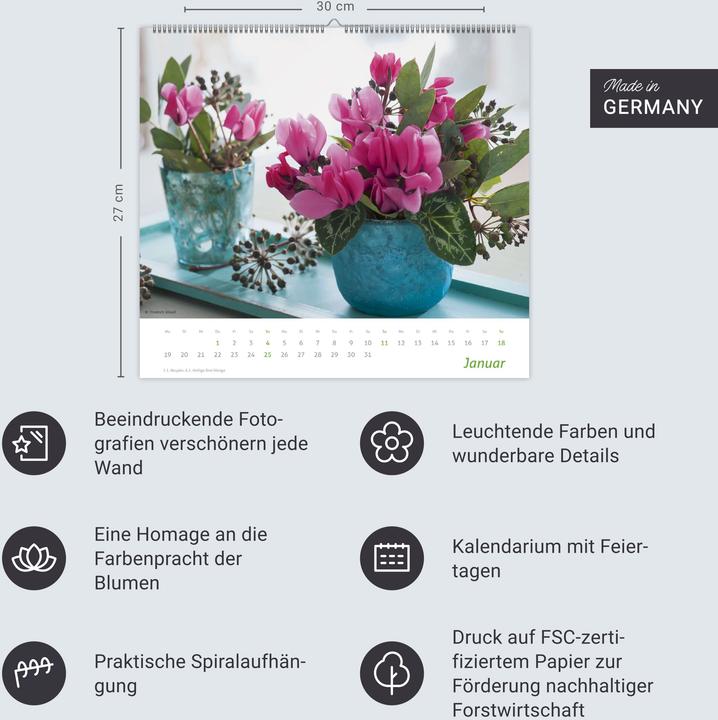 Produktbild times&more Blumen Bildkalender 2026 (30 x 27 cm)