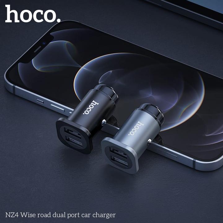 Produktbild Hoco NZ4 Wise Road Dual Port Auto-Ladegerät, Grau