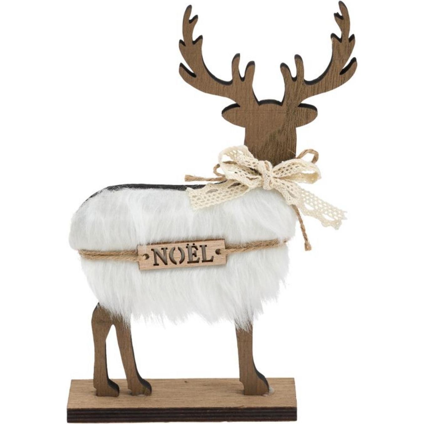 Thumbnail - Fééric Lights & Christmas, Weihnachtsdeko, Rentier Deko Holzfell 21cm