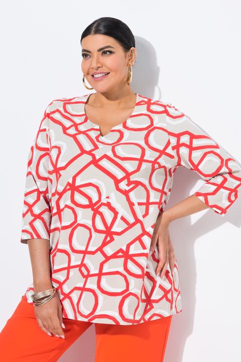Actual product image Ulla Popken Graphic Print 3/4 Sleeve Tee (58)