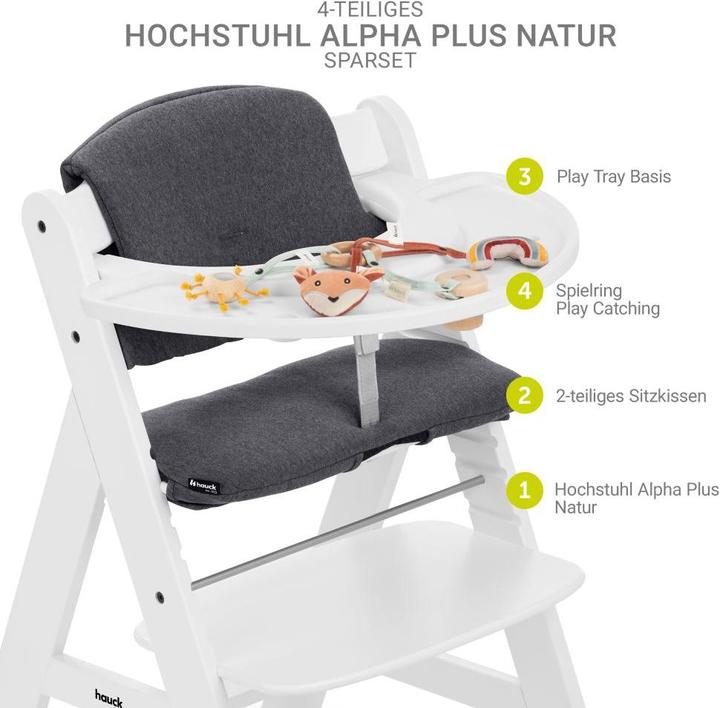 Actual product image Hauck Highchair Alpha Plus White in economy set - incl. seat cushion Highchairs (Highchair)