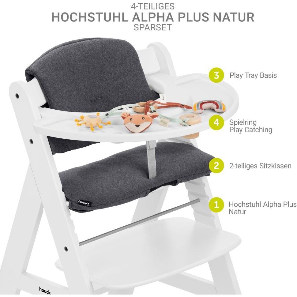 Thumbnail - Hauck, Hochstuhl, Hochstuhl Alpha Plus White im Sparset - inkl. Sitzkissen Hochstühle (Hochstuhl)