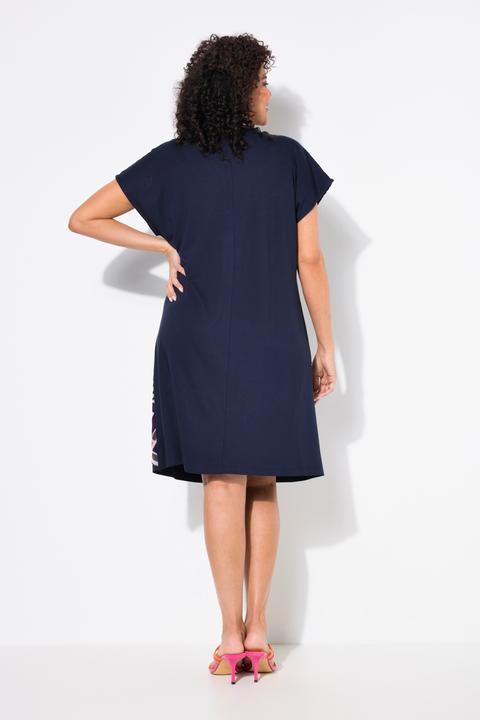 Image du produit Ulla Popken Robe en jersey, voile en mousseline, décolleté en V et manches courtes (54)