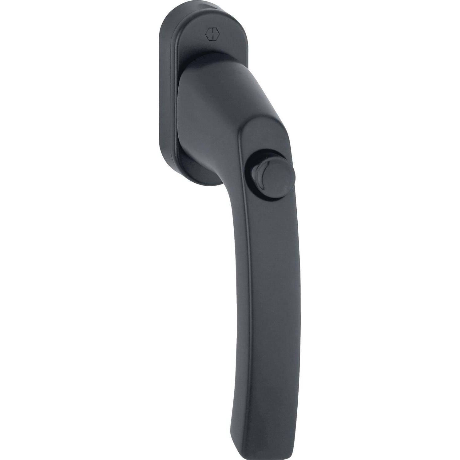 Hoppe, Türgriff + Fenstergriff, Fenstergriff LIÈGE - Druckknopf, Vierkant 7 x 40 mm, Alu schwarz matt (Türgriff)