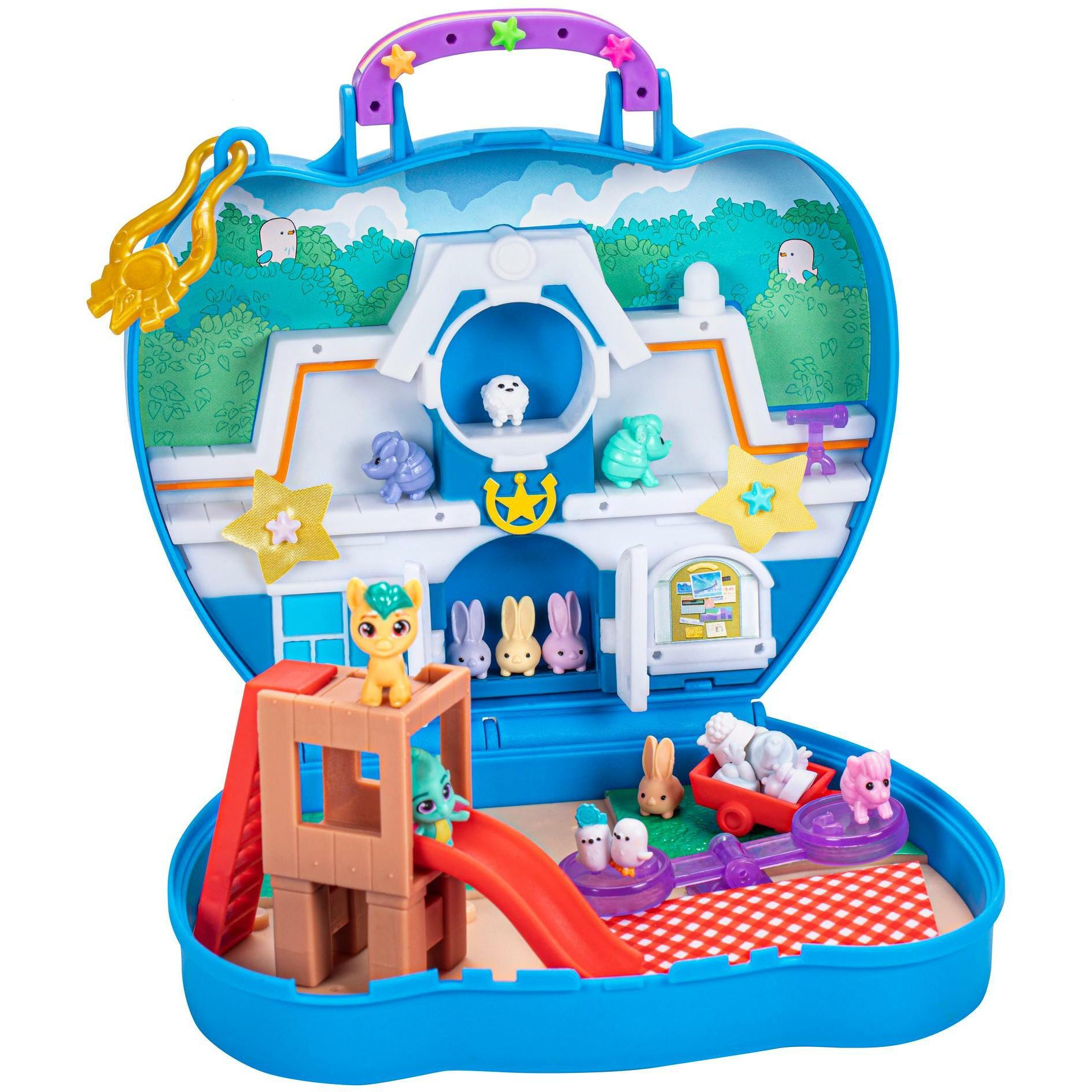 My Little Pony Mini World Magic Tierchenecke Mini-Spielwelt, Spielset zum Selberbauen mit Hitch Trai (F64405X0)