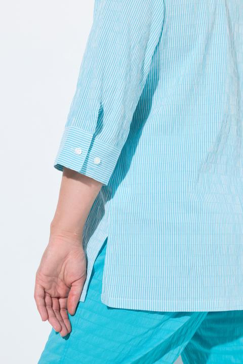 Actual product image Ulla Popken Textured Stripe Button Front Stretch Blouse (68)