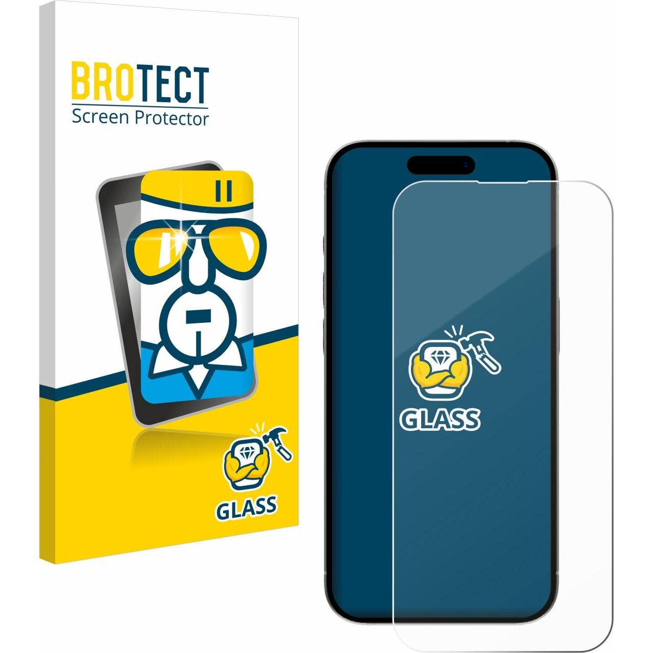 BROTECT Panzerglas Hartglas Displayschutz (1 Stück, Apple iPhone 15), Smartphone Schutzfolie, Transparent