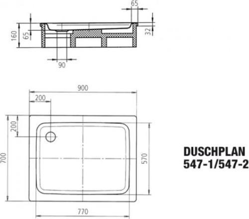 Actual product image Kaldewei shower plan 547-2 70x90cm with polystyrene support