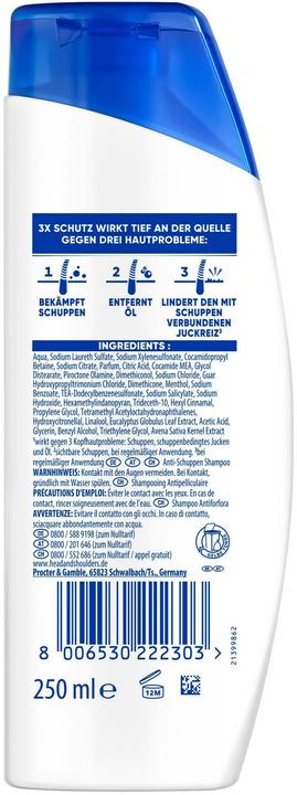 Produktbild Head & Shoulders Anti-Schuppen Shampoo bei juckender Kopfhaut Shampoo 250 ml (Flüssiges Shampoo, 250 ml)