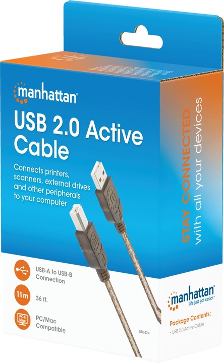Actual product image Manhattan Active USB 2.0 connection cable (11 m, USB 2.0)