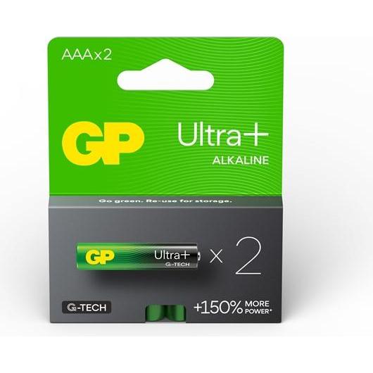 GP Batteries BATTERIE ULTRA+ ALCALINE AAA 1.5V 2PCE (2 pz., AAA / LR03 / Micro / R03 / AM4 / MN2400 / KR03), Batterie + pile