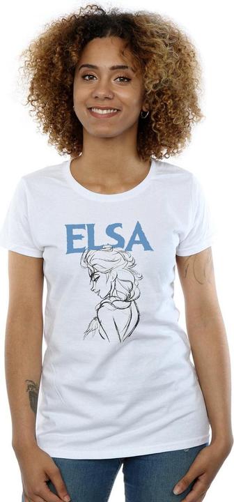 Actual product image Disney Womens/Ladies Frozen Elsa Profile Sketch Cotton T-Shirt (S)