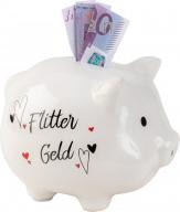 Produktbild IKO Sparschwein "Flitter-Geld/Honeymoon Fund" h=14cm l (14 x 18 cm)