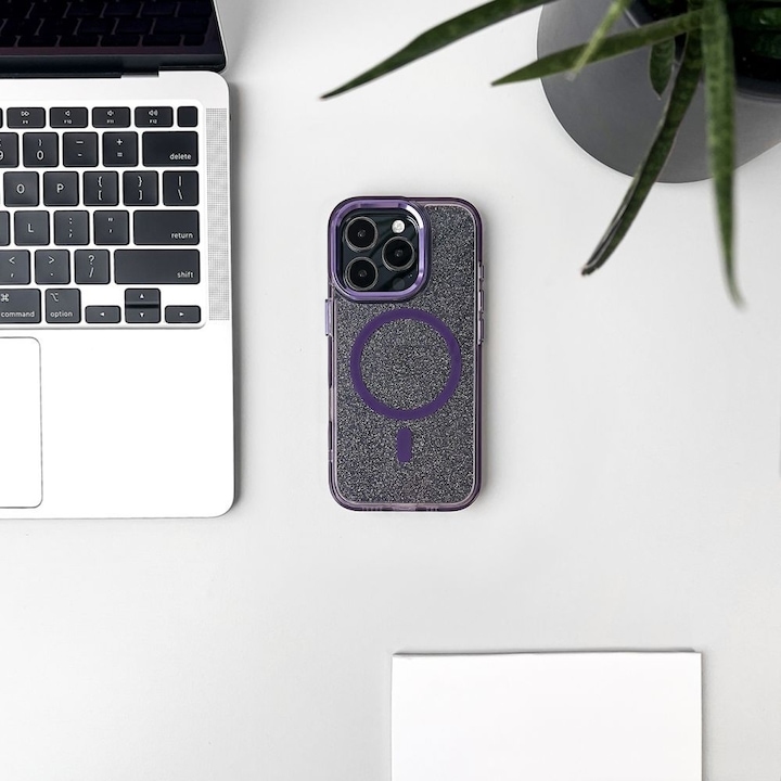 Produktbild Wozinsky Glitter Case MagSafe for Samsung Galaxy S24 FE - Purple with Glitter (Samsung Galaxy S24 FE)