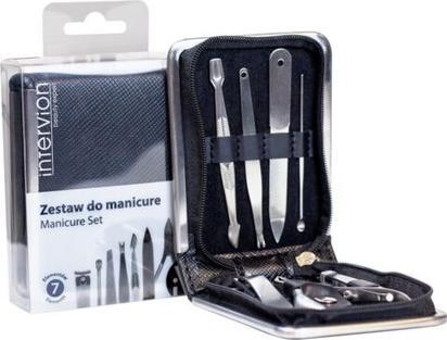 Markenlos INTER-VION SET Black Leather zestaw do manicure obcinacz + cążki + pilniczek + pęseta + nożyczki +